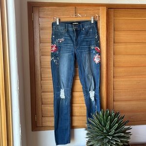 Express Floral Embroidered Skinny Jeans